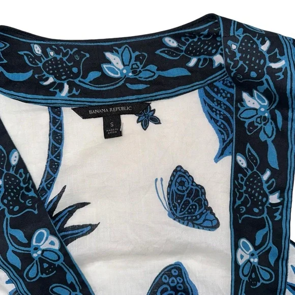 GORGEOUS banana republic balloon sleeve butterfly print top size Small - Picture 6 of 6